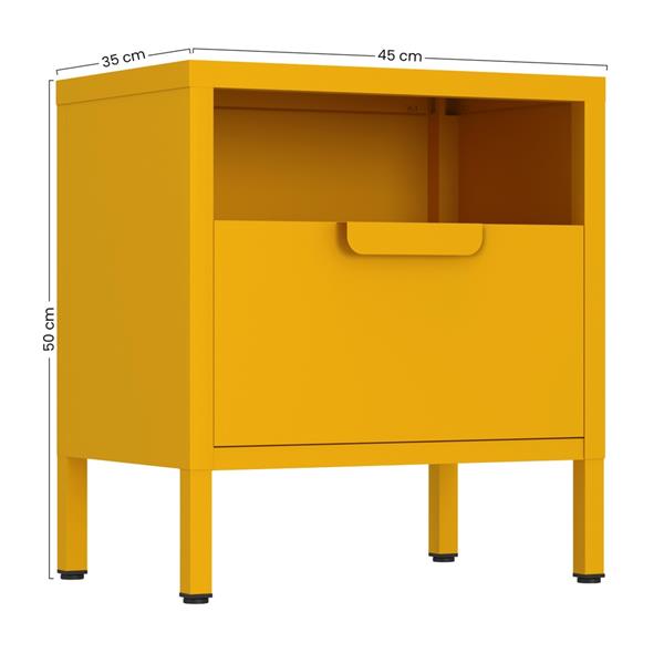 Comodino in metallo con cassetto 45x30x50cm senape - Pop
