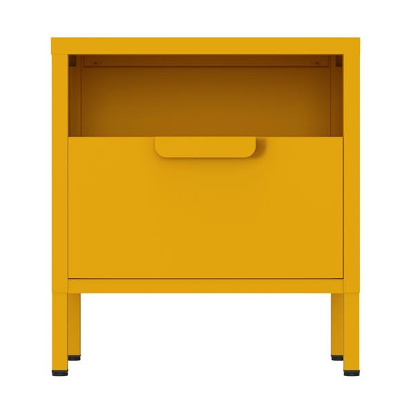 Comodino in metallo con cassetto 45x30x50cm senape - Pop