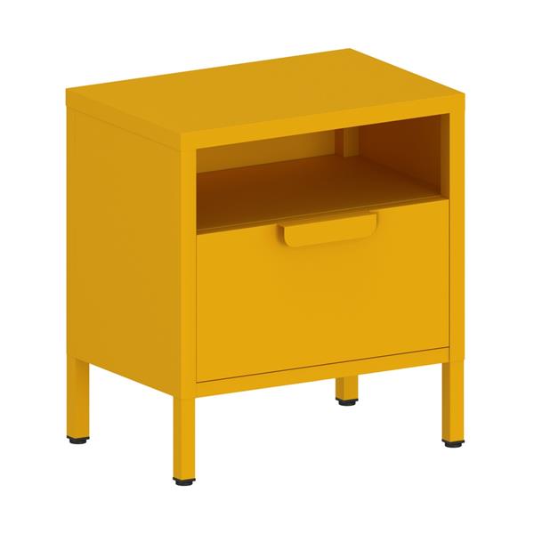 Comodino in metallo con cassetto 45x30x50cm senape - Pop