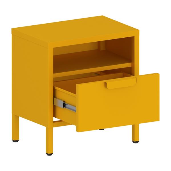 Comodino in metallo con cassetto 45x30x50cm senape - Pop