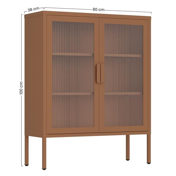 Vetrina in metallo 2 ante con ripiani 80x38x100h cm mattone - Pop