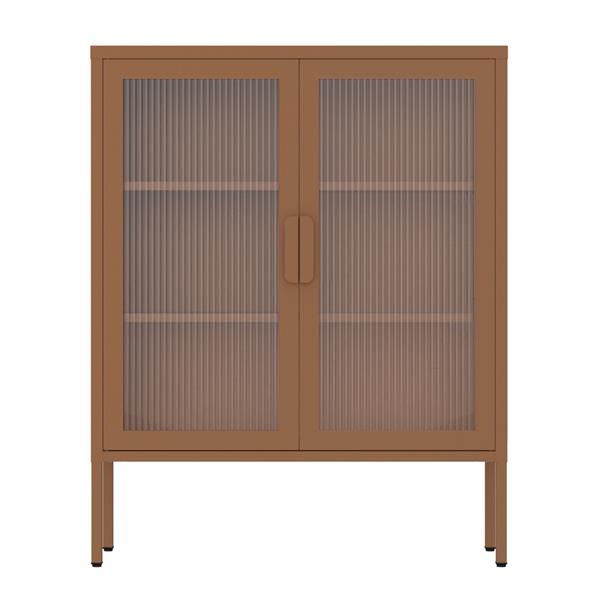 Vetrina in metallo 2 ante con ripiani 80x38x100h cm mattone - Pop