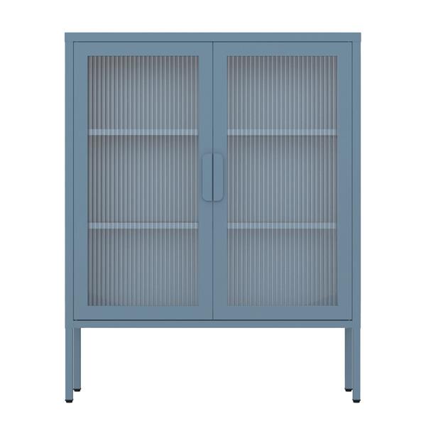 Vetrina in metallo 2 ante con ripiani 80x38x100h cm blu - Pop