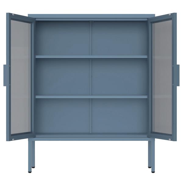 Vetrina in metallo 2 ante con ripiani 80x38x100h cm blu - Pop