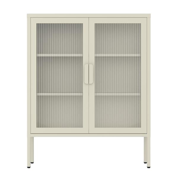 Vetrina in metallo 2 ante con ripiani 80x38x100h cm avorio - Pop