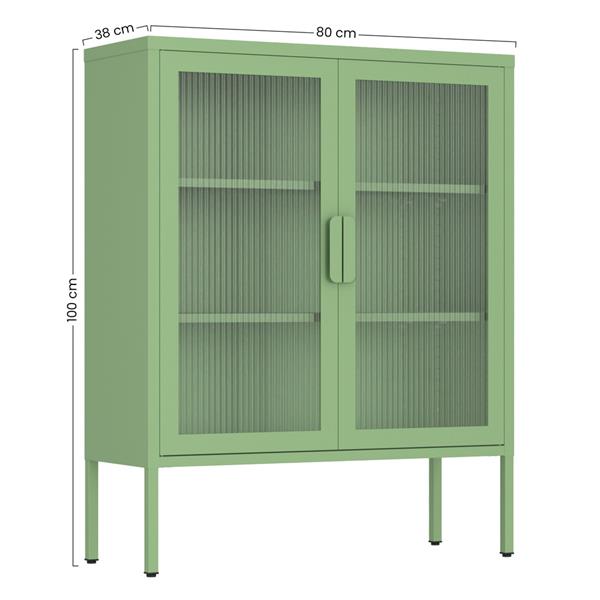 Vetrina in metallo 2 ante con ripiani 80x38x100h cm verde - Pop