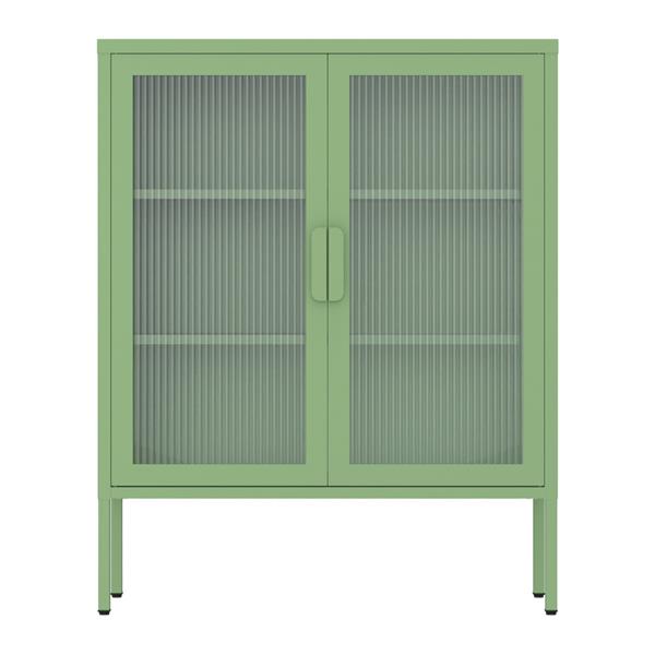 Vetrina in metallo 2 ante con ripiani 80x38x100h cm verde - Pop