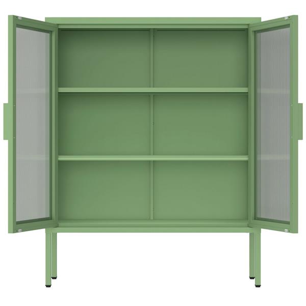 Vetrina in metallo 2 ante con ripiani 80x38x100h cm verde - Pop