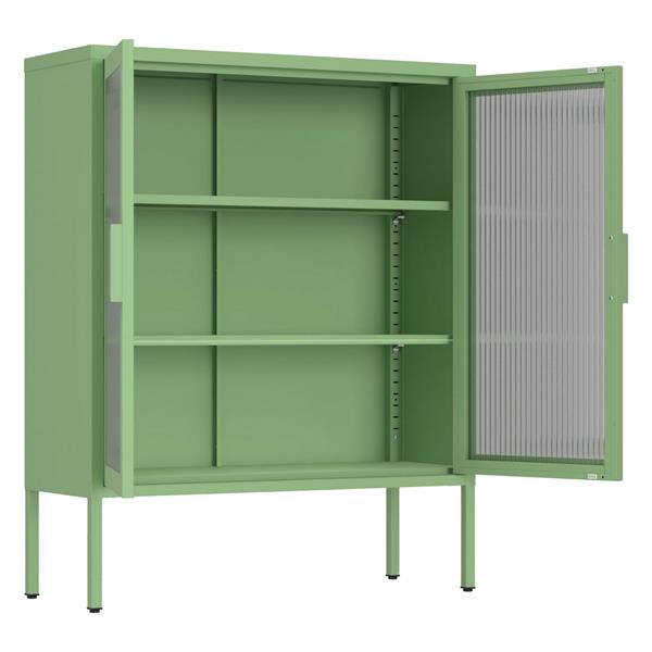 Vetrina in metallo 2 ante con ripiani 80x38x100h cm verde - Pop