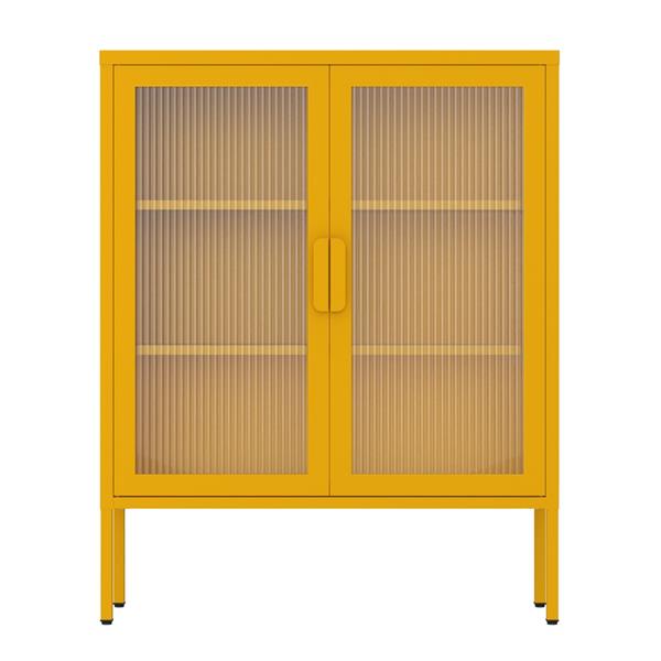 Vetrina in metallo 2 ante con ripiani 80x38x100h cm senape - Pop