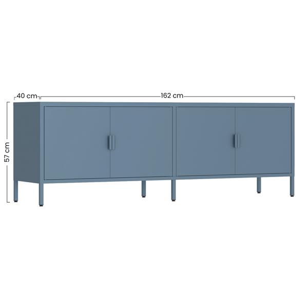 Mobile tv basso in metallo 4 ante 162x40x57 cm blu - Pop