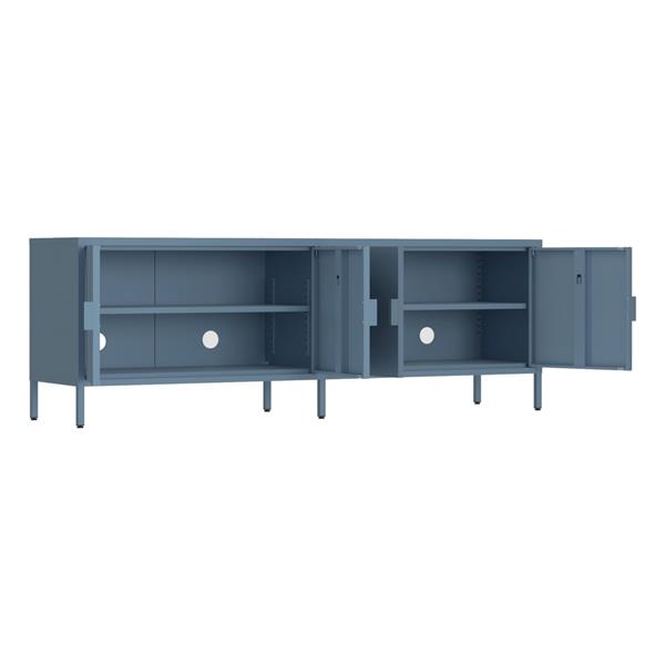 Mobile tv basso in metallo 4 ante 162x40x57 cm blu - Pop