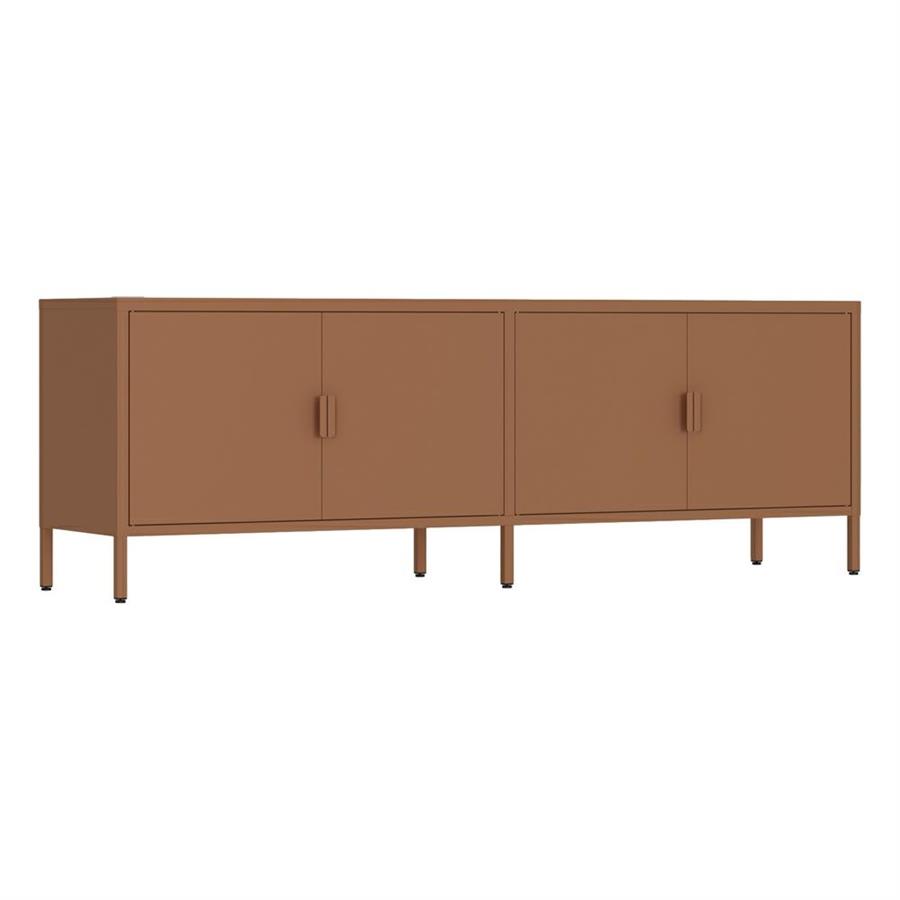 Mobile tv basso in metallo 4 ante 162x40x57 cm mattone - Pop