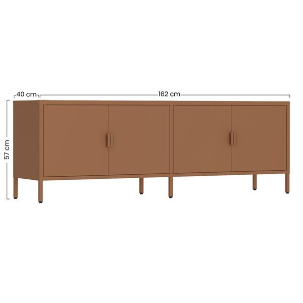 Mobile tv basso in metallo 4 ante 162x40x57 cm mattone - Pop