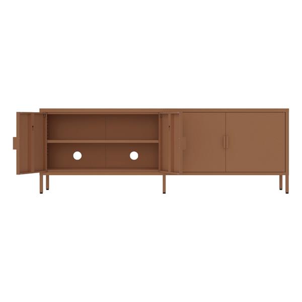 Mobile tv basso in metallo 4 ante 162x40x57 cm mattone - Pop