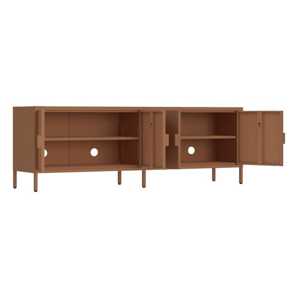 Mobile tv basso in metallo 4 ante 162x40x57 cm mattone - Pop