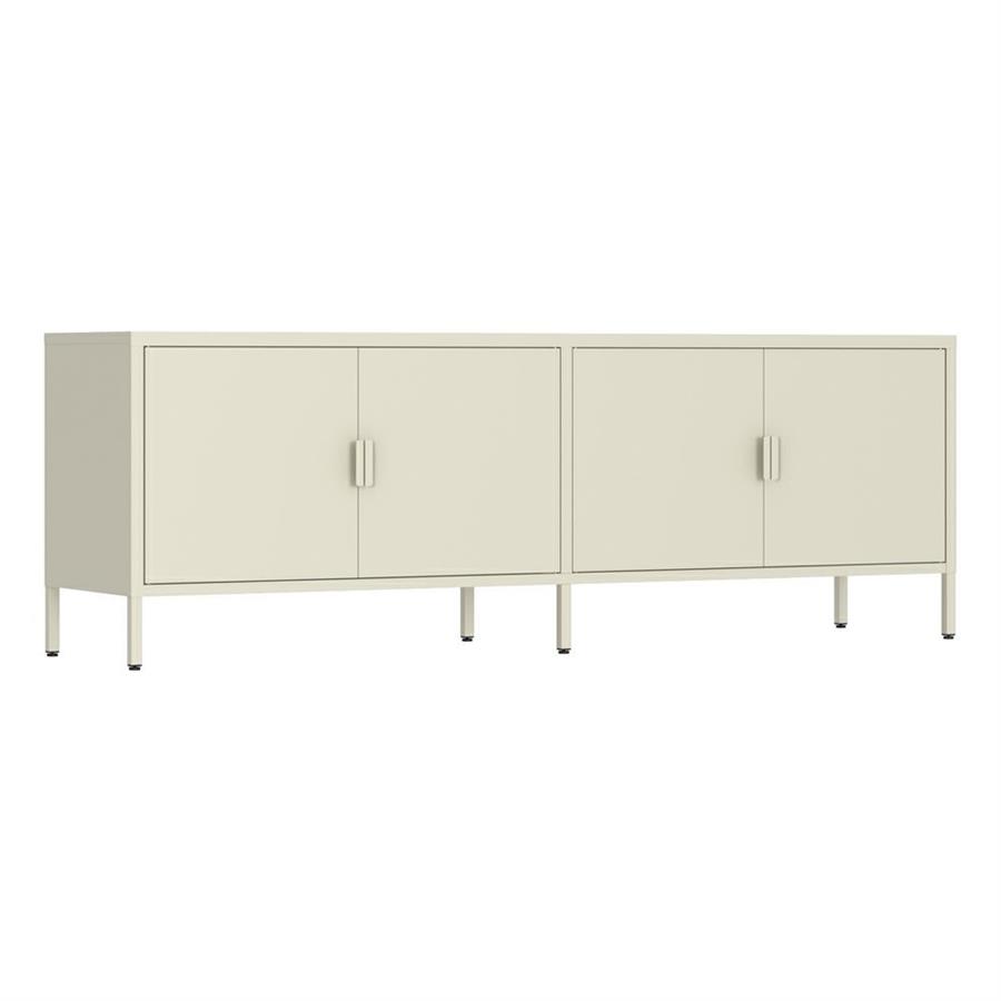 Mobile tv basso in metallo 4 ante 162x40x57 cm avorio - Pop