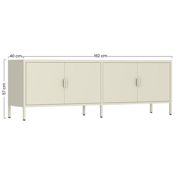 Mobile tv basso in metallo 4 ante 162x40x57 cm avorio - Pop