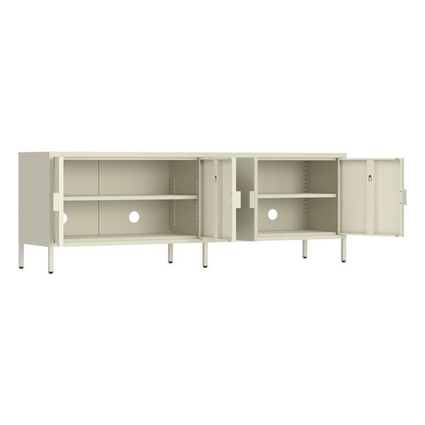 Mobile tv basso in metallo 4 ante 162x40x57 cm avorio - Pop
