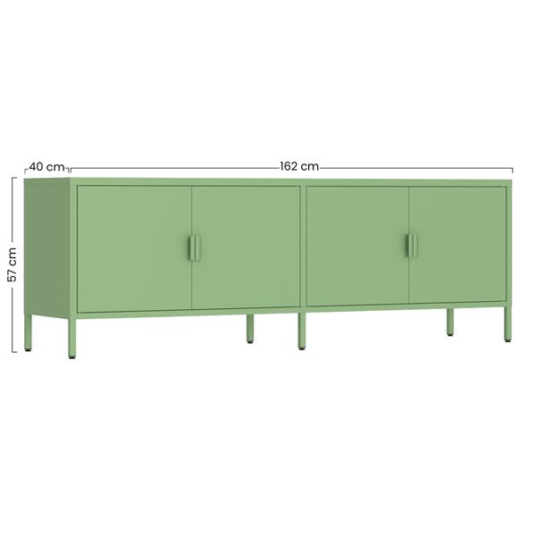 Mobile tv basso in metallo 4 ante 162x40x57 cm verde - Pop