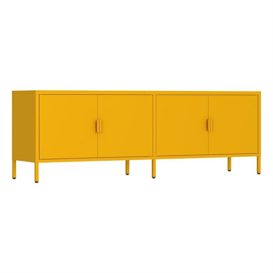 Mobile tv basso in metallo 4 ante 162x40x57 cm senape - Pop