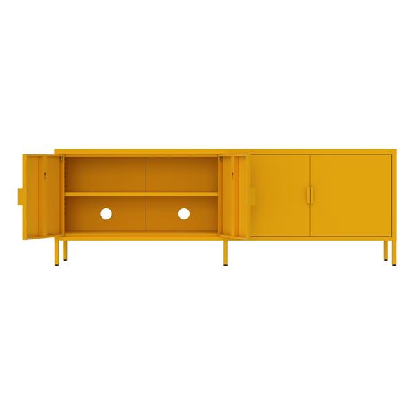 Mobile tv basso in metallo 4 ante 162x40x57 cm senape - Pop