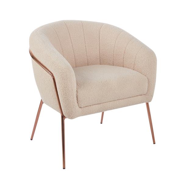 Poltrona in tessuto teddy beige con gambe metallo - Cloud