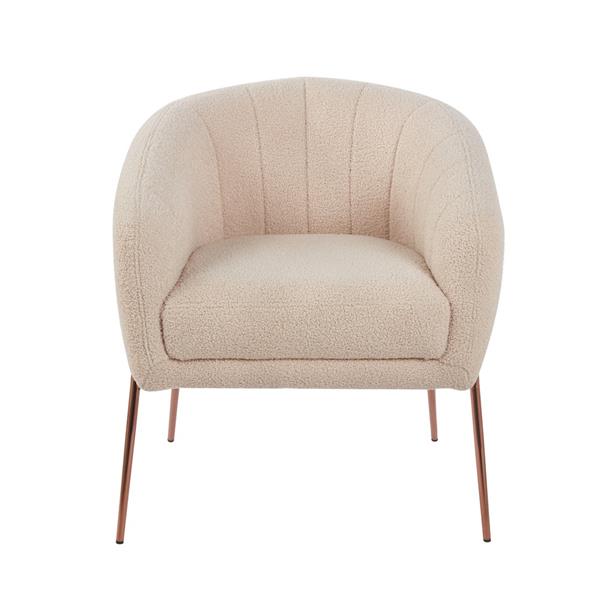 Poltrona in tessuto teddy beige con gambe metallo - Cloud