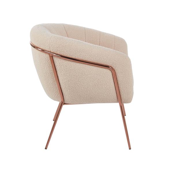 Poltrona in tessuto teddy beige con gambe metallo - Cloud