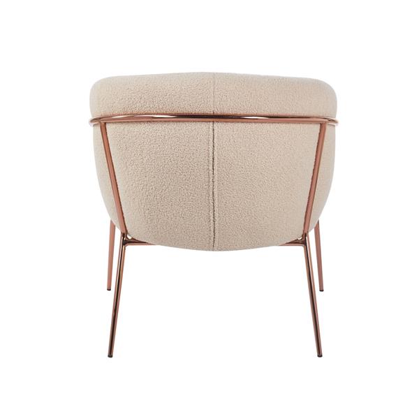 Poltrona in tessuto teddy beige con gambe metallo - Cloud