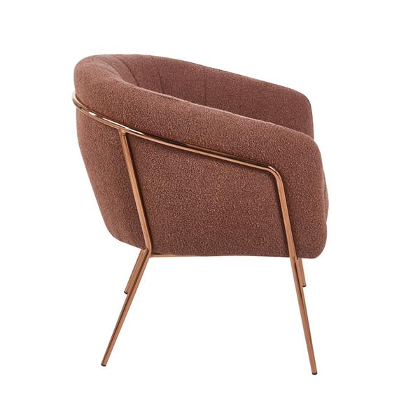 Poltrona in tessuto bouclé marrone con gambe metallo - Cloud
