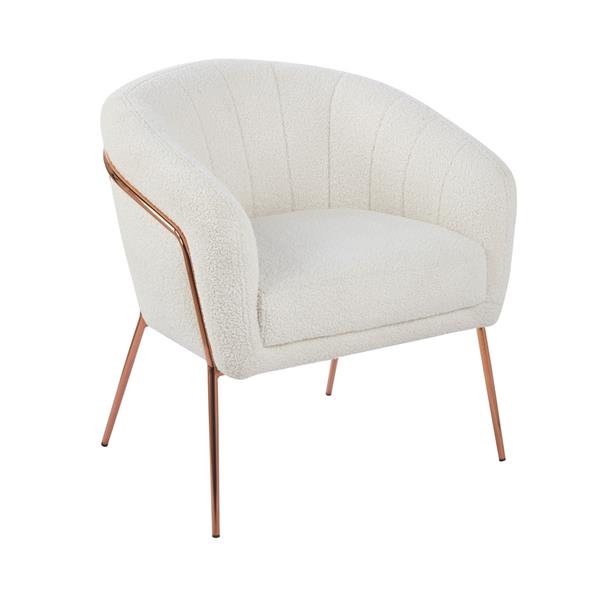 Poltrona in tessuto teddy crema con gambe metallo - Cloud