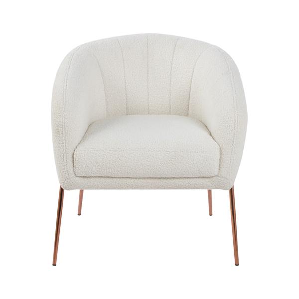 Poltrona in tessuto teddy crema con gambe metallo - Cloud