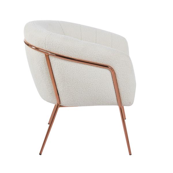 Poltrona in tessuto teddy crema con gambe metallo - Cloud