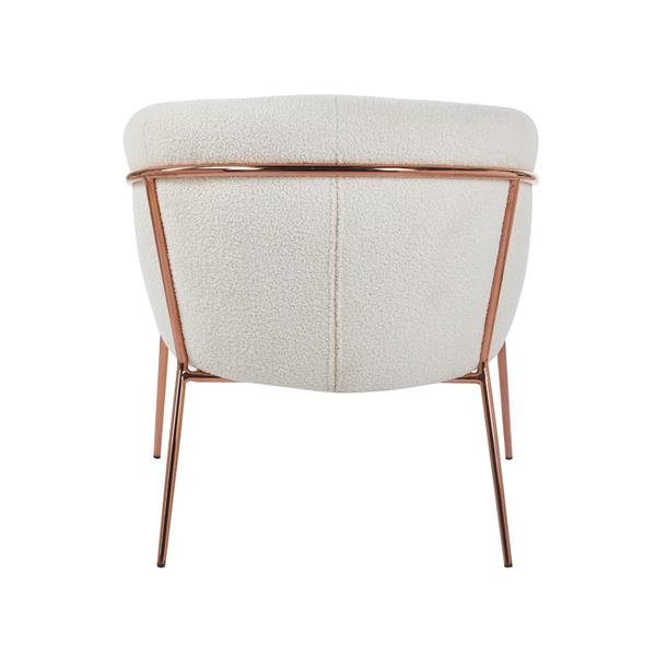 Poltrona in tessuto teddy crema con gambe metallo - Cloud