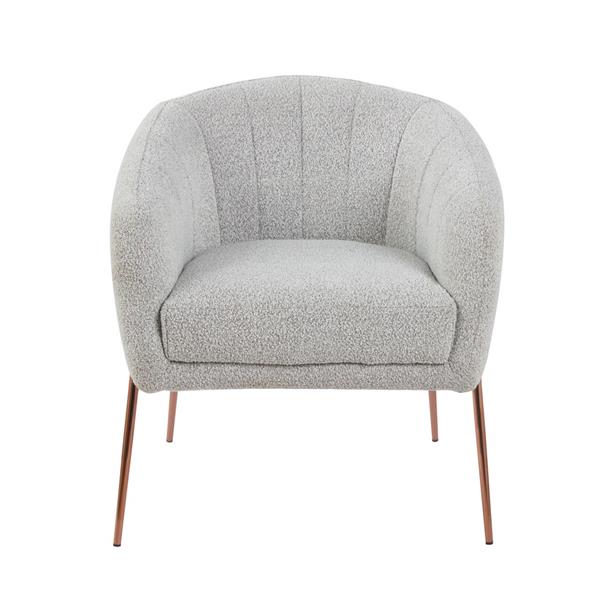 Poltrona in tessuto bouclé grigio chiaro con gambe metallo - Cloud