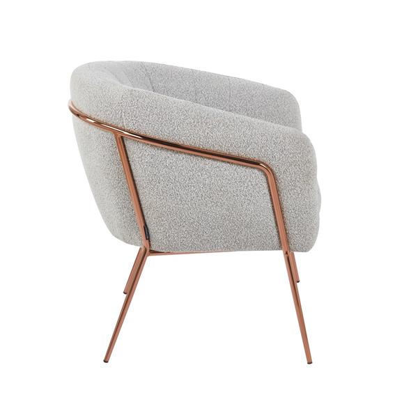 Poltrona in tessuto bouclé grigio chiaro con gambe metallo - Cloud