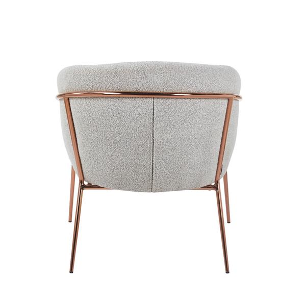 Poltrona in tessuto bouclé grigio chiaro con gambe metallo - Cloud