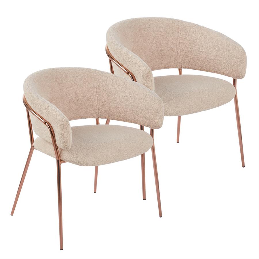 Set 2 sedie in tessuto teddy beige con gambe metallo - Cloud