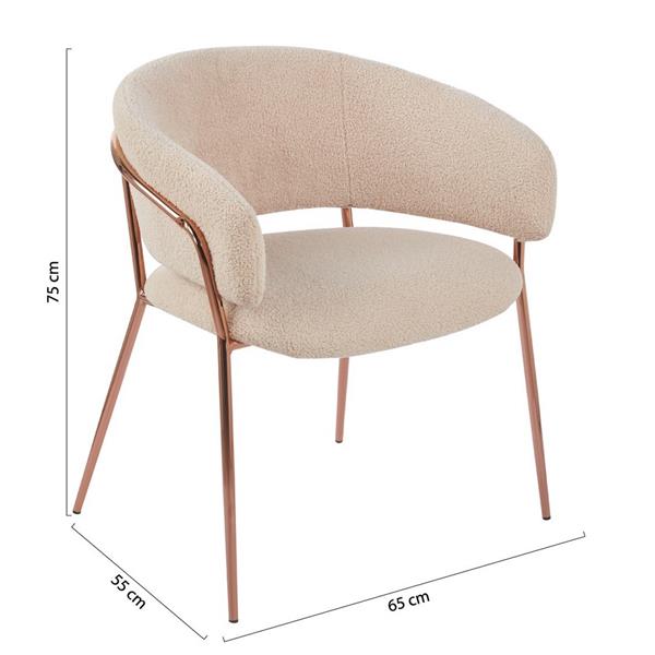 Set 2 sedie in tessuto teddy beige con gambe metallo - Cloud