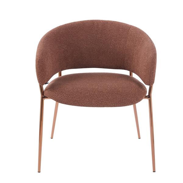 Set 2 poltrone in tessuto bouclé  marrone con gambe metallo - Cloud