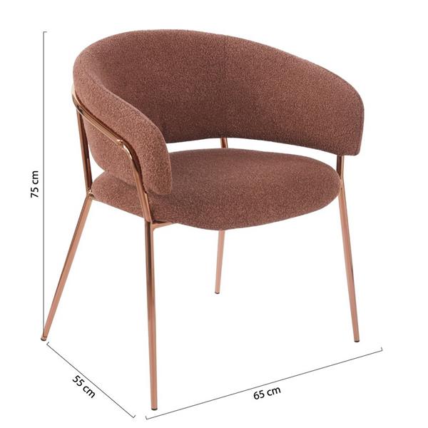 Set 2 poltrone in tessuto bouclé  marrone con gambe metallo - Cloud