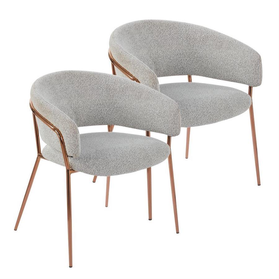 Set 2 poltrone in tessuto bouclé  grigio con gambe metallo - Cloud
