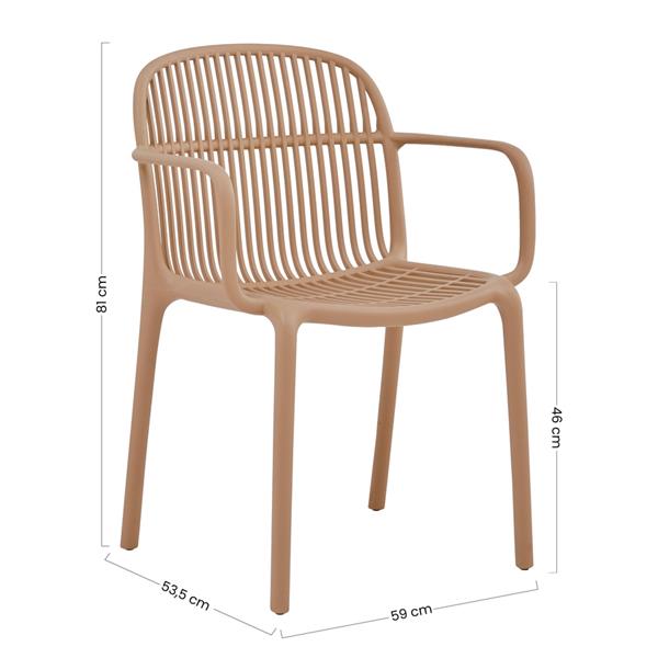Set da 4 sedie da giardino con braccioli in polipropilene tortora – Sintra