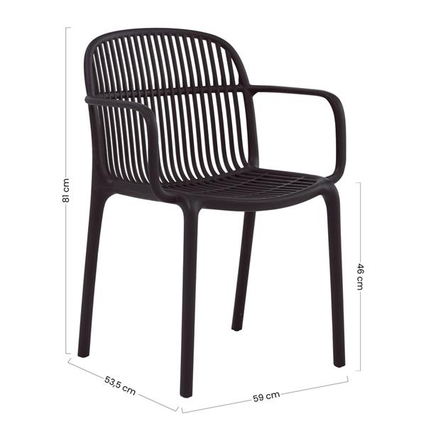 Set da 4 sedie da giardino nere con braccioli in polipropilene – Sintra