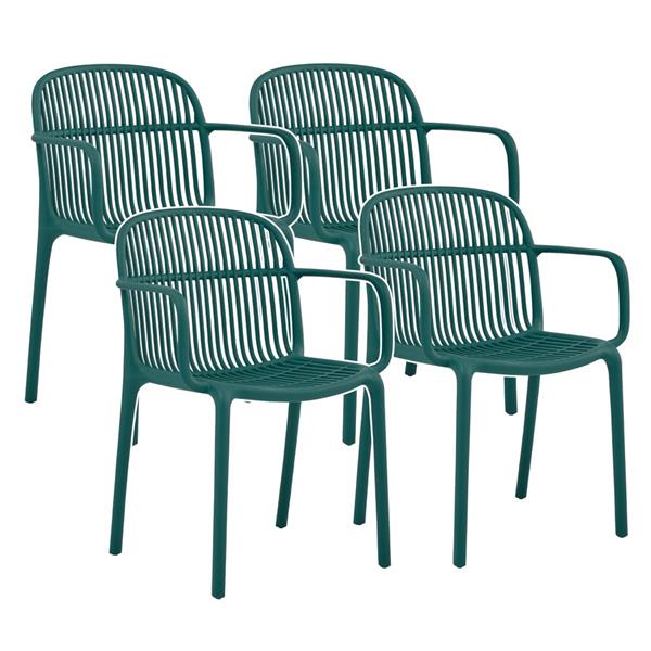 Set da 4 sedie da giardino in polipropilene con braccioli verde – Sintra