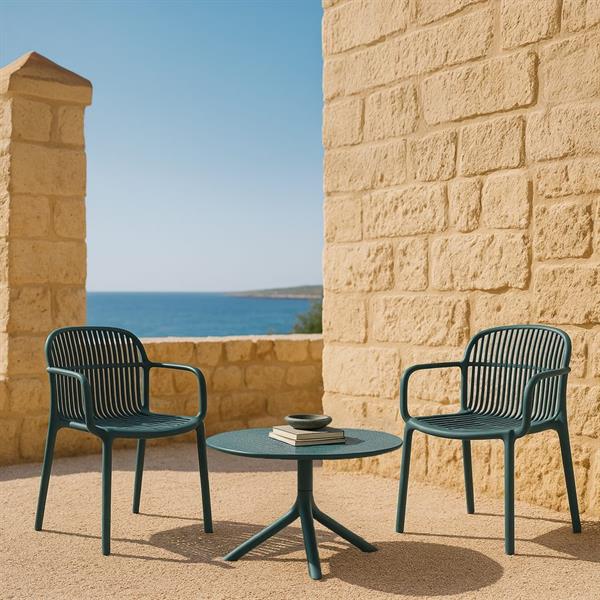 Set da 4 sedie da giardino in polipropilene con braccioli verde – Sintra
