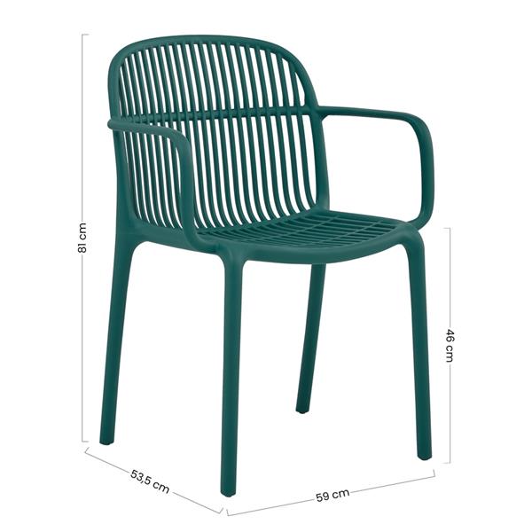 Set da 4 sedie da giardino in polipropilene con braccioli verde – Sintra
