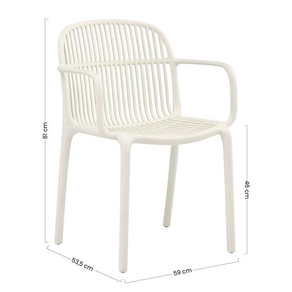 Set da 4 sedie da esterno bianca con braccioli in polipropilene – Sintra