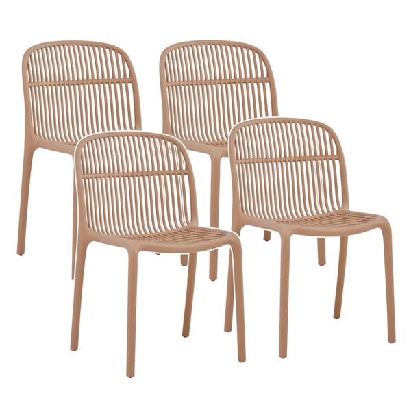 Set da 4 sedie da giardino in polipropilene tortora – Sintra